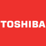 Toshiba Logo Brand Computer Symbol White Design French Laptop Illustration With Red Background Free Vector